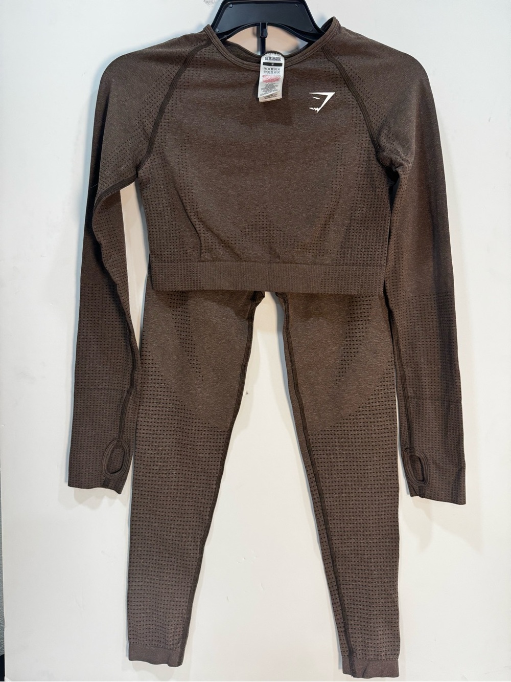 Gymshark Brown Seamless Long Sleeve Crop Top & High-Rise Leggings
